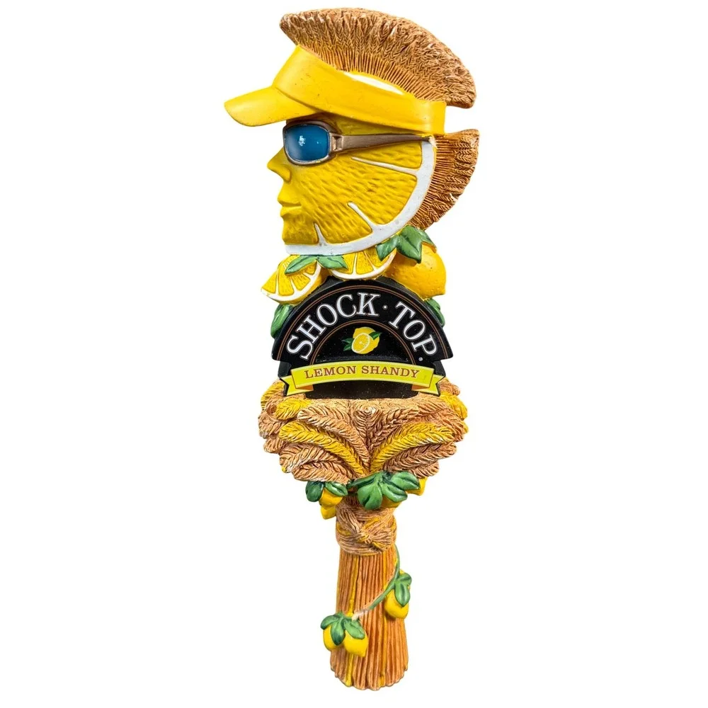 Shock Top Lemon‎ Shandy Beer Tap Handle Yellow Mohawk Man Sunglasses Barware